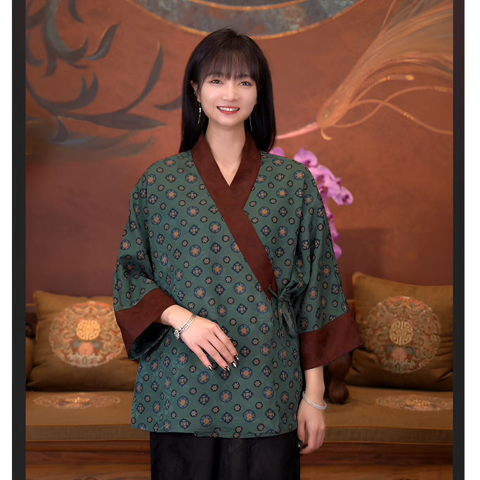 爱上莲心香云纱【青罗宝相花】四经绞罗阔版四根带上衣  新中式