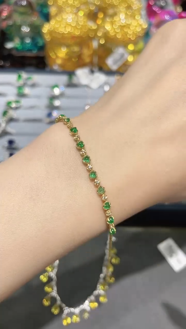 18K金镶嵌手链祖母绿手链