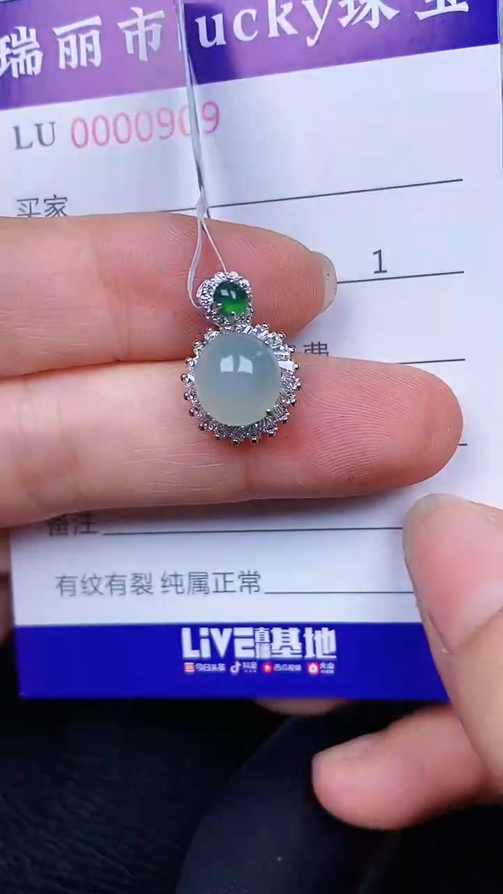 颈饰银S925镶嵌翡翠909
