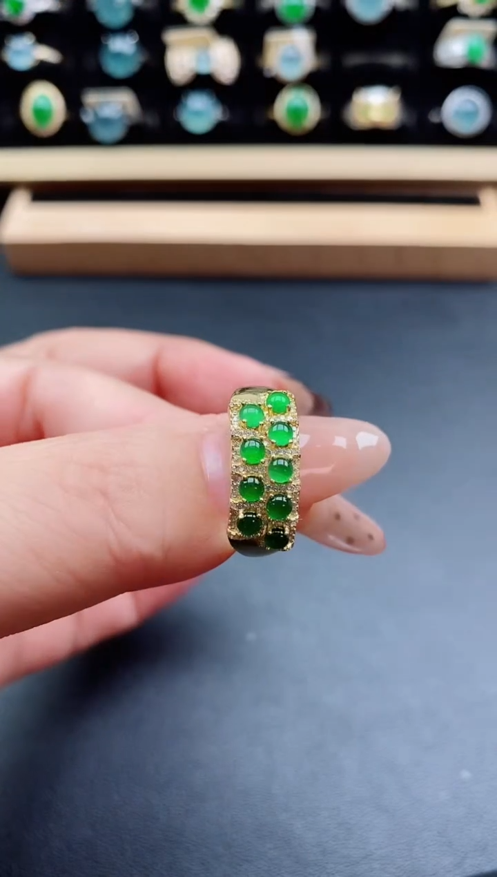 银S925镶嵌戒指翡翠1