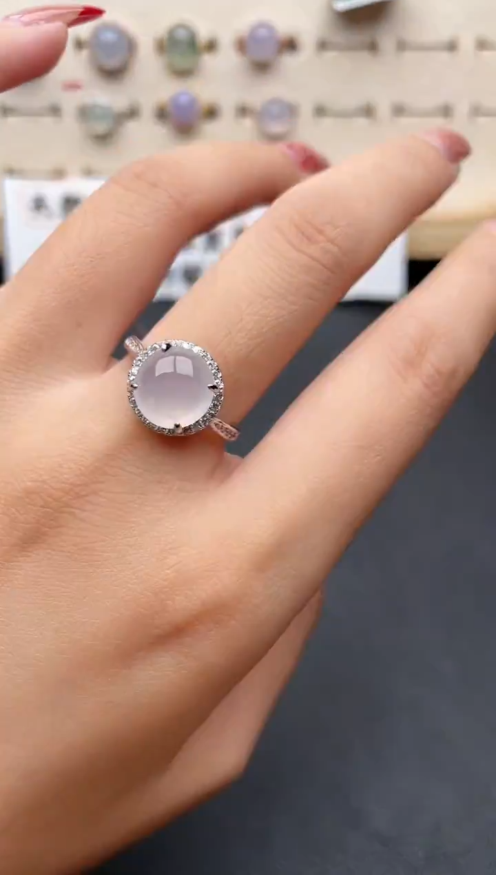 【闪购商品】翡翠戒指银S925镶嵌一物一证一礼盒