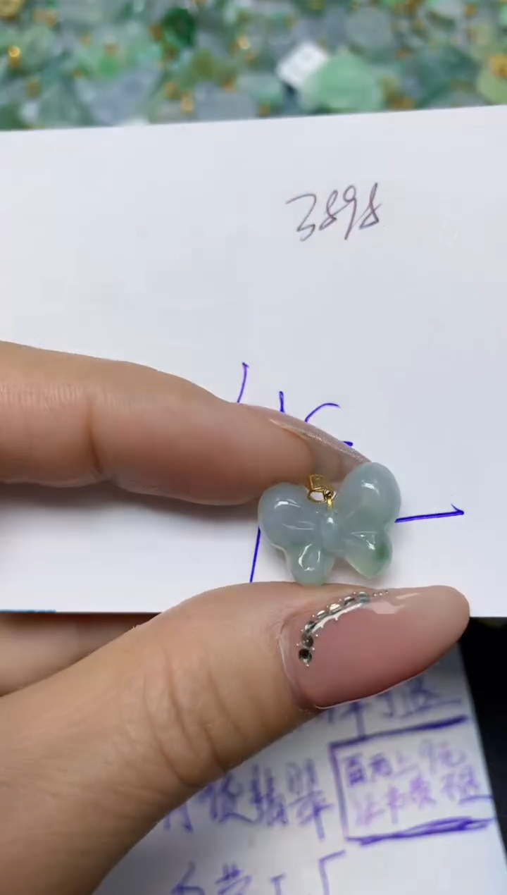 【闪购商品】翡翠挂件18K金镶嵌 天然翡翠A货