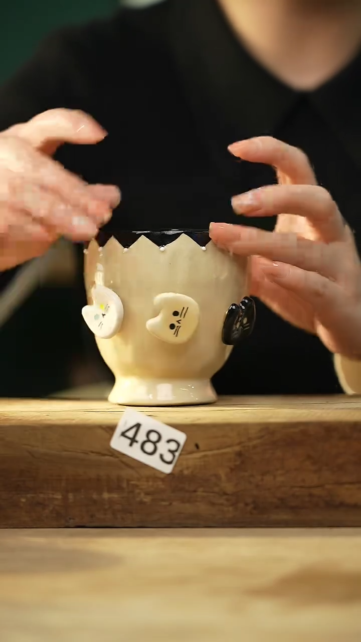 【闪购商品】瓷片新品！设计师手捏转纽小猫/咖啡杯