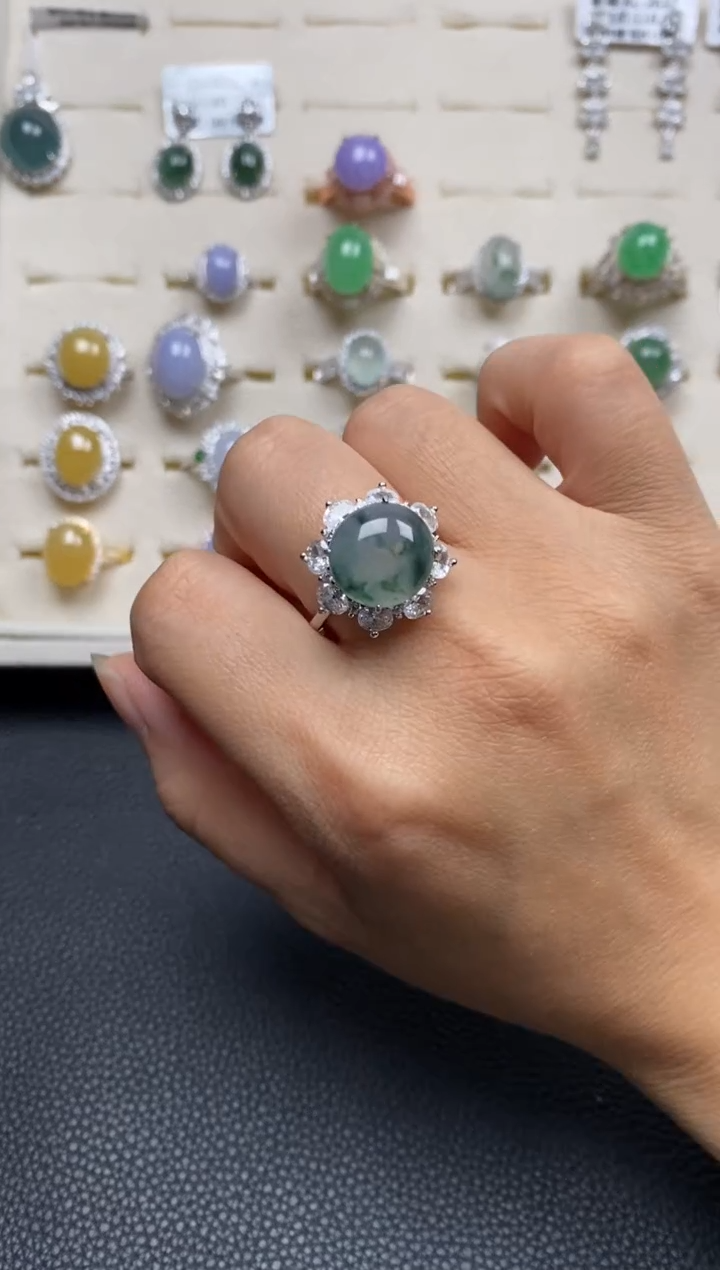 【闪购商品】翡翠戒指银S925镶嵌111111