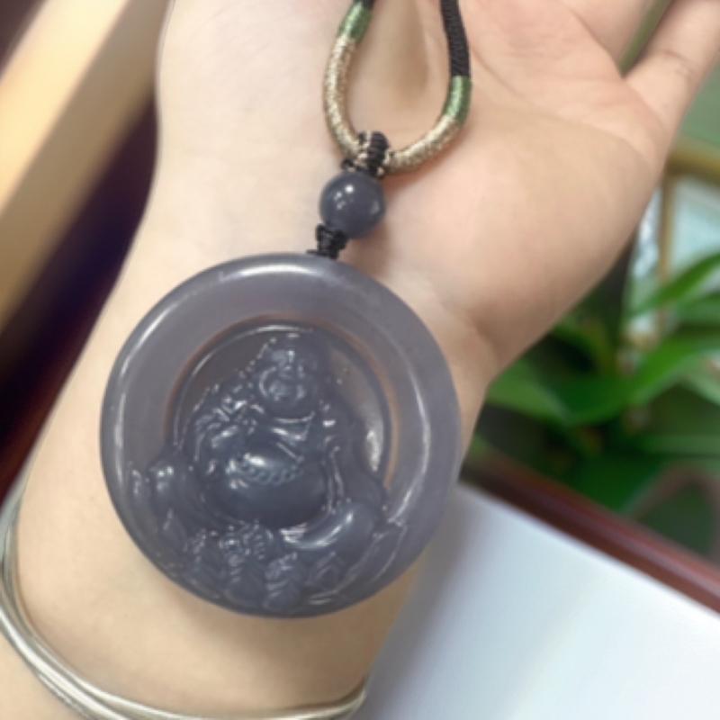 精美烟紫心中有佛吊坠