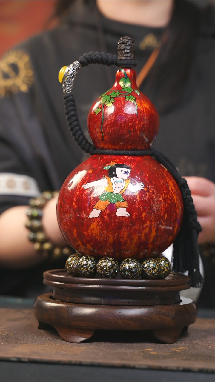 【闪购商品】YU201漆艺酒葫芦不包手串及旋转底座