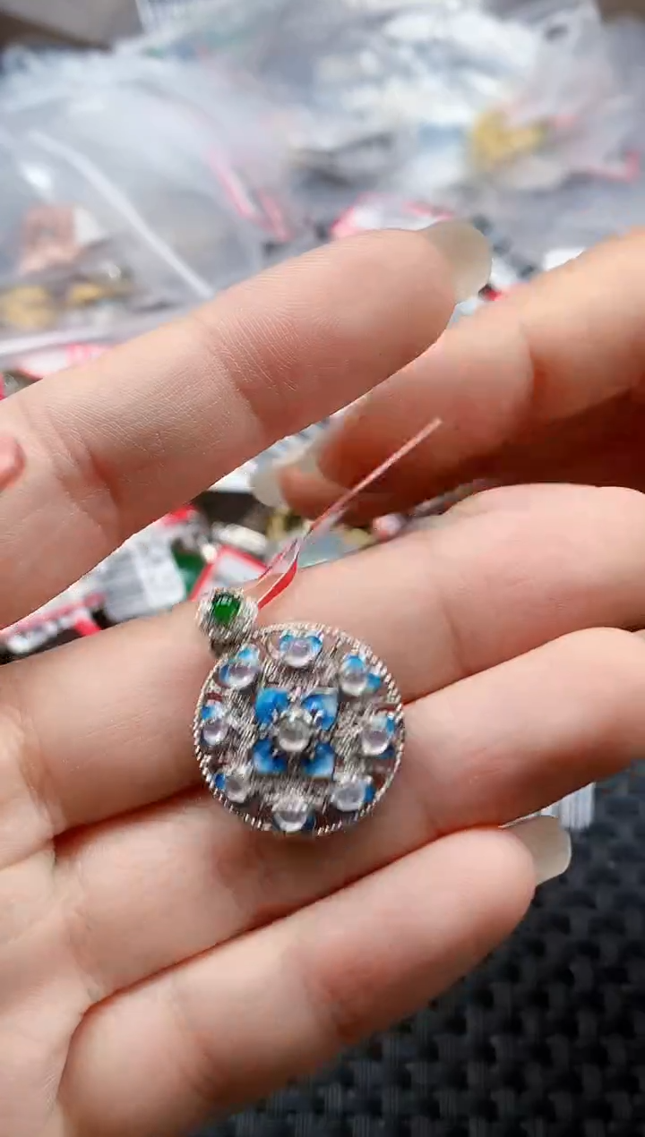 银S925镶嵌戒指翡翠天然A货缅甸翡翠