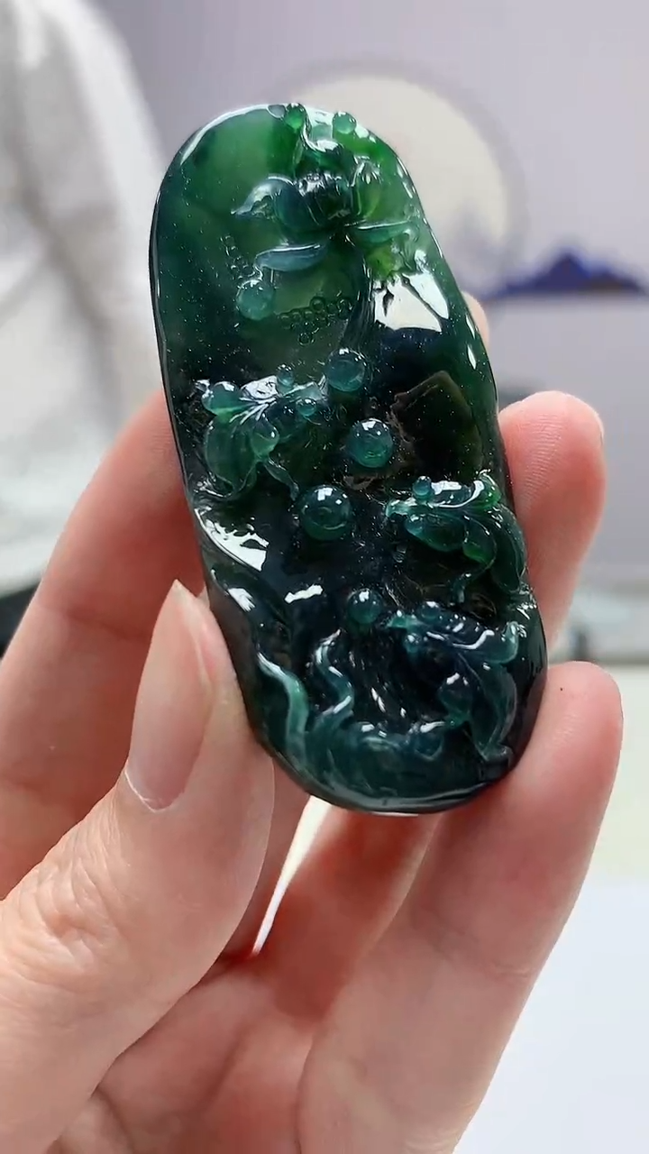 【闪购商品】定制翡翠未镶嵌5028zm-毛货荷叶鱼226