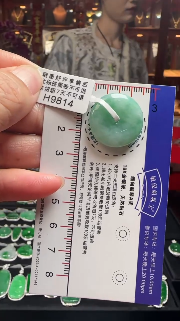 【闪购商品】翡翠颈饰未镶嵌H9814绿平安扣