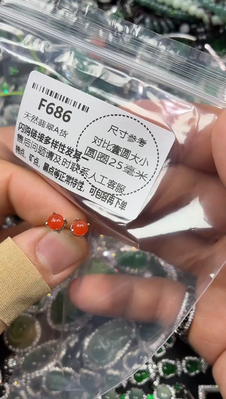 颈饰未镶嵌翡翠F686耳钉