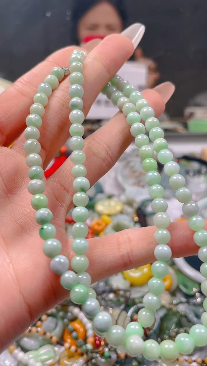 【闪购商品】翡翠颈饰未镶嵌5-6MM/F/翡翠A货一图一物