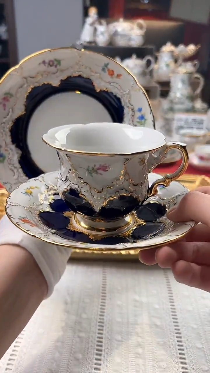 【闪购商品】瓷片梅森一等千落花轻鎏金BF咖啡杯碟盘