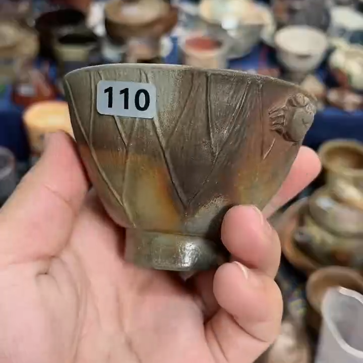 110日式备前烧茶具茶器茶周边主人杯螃蟹杯柴烧杯