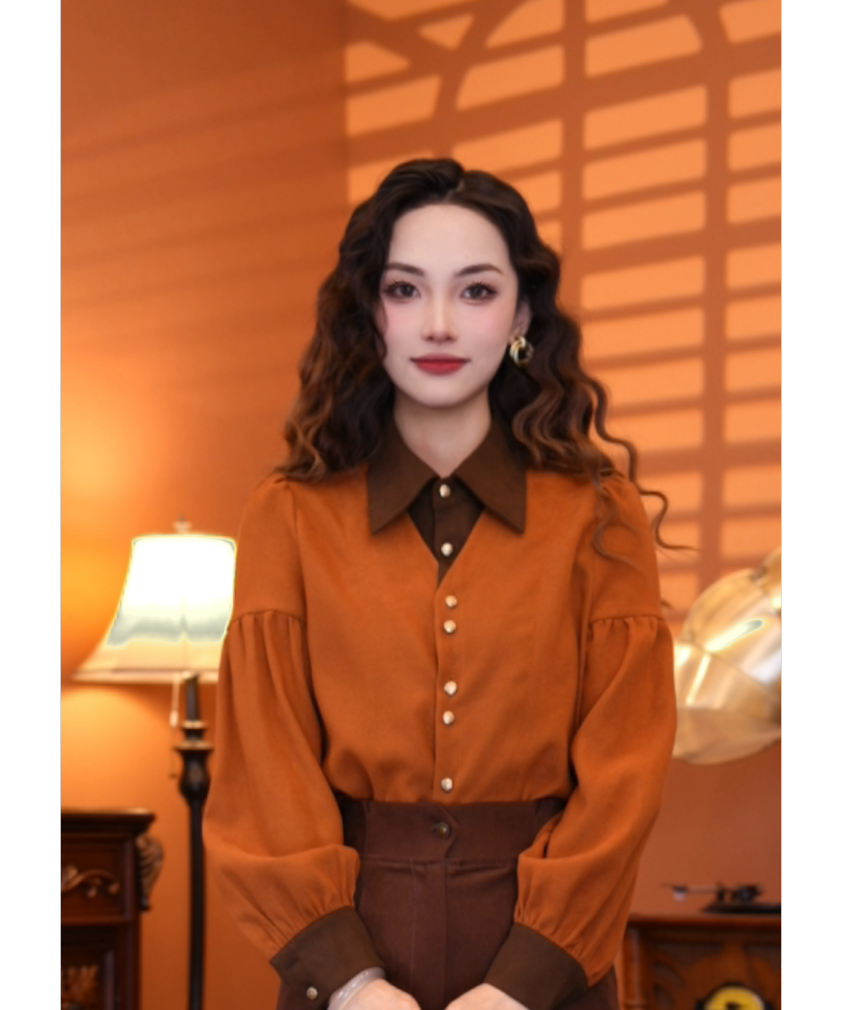 西西【冷月千千】港味春季设计感加厚衬衫上衣01183