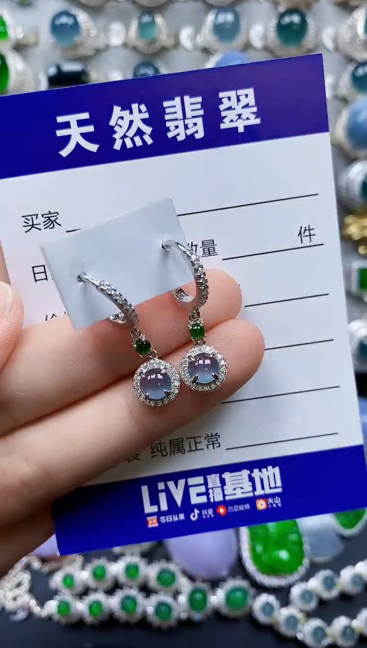 【闪购商品】翡翠耳饰银S925镶嵌0198
