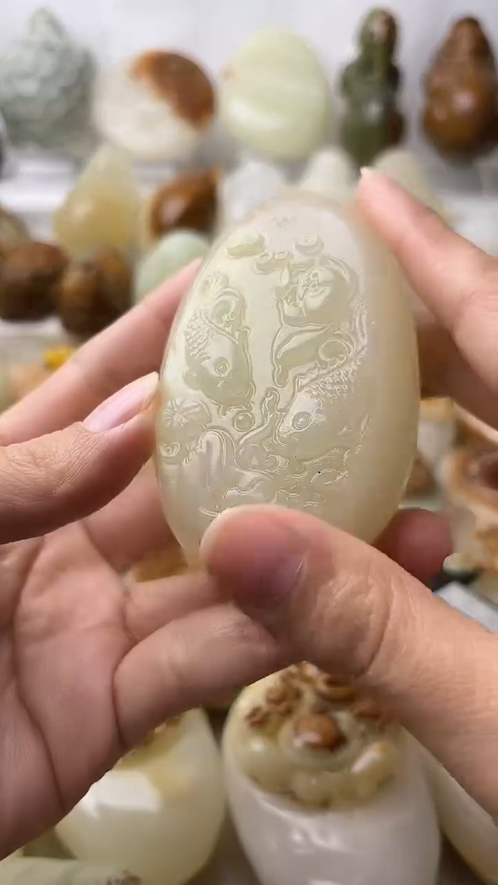 石材古青石棉纹正常不退换荷花鱼