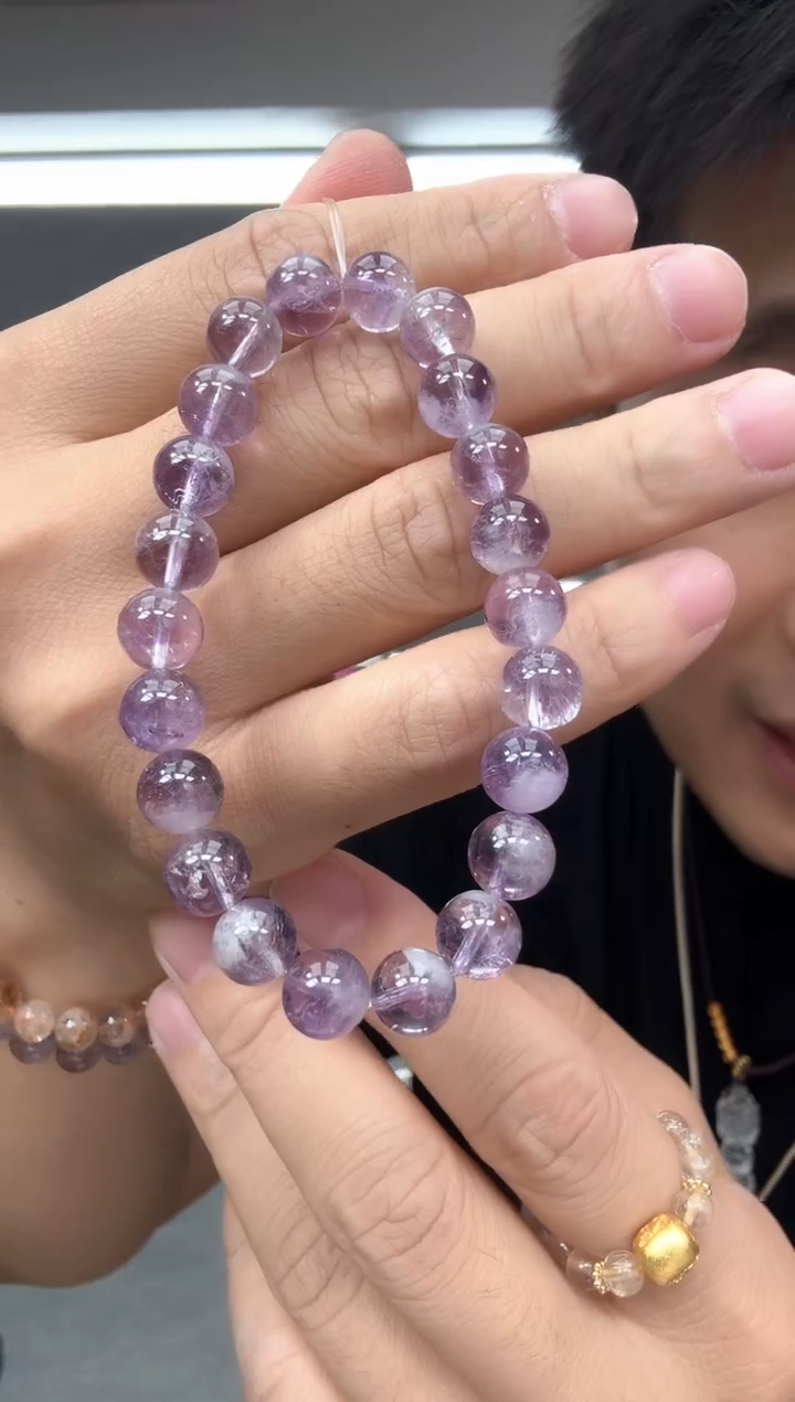 水晶手串未镶嵌【JQ】紫兔毛手串约8mm（多样性发其一）