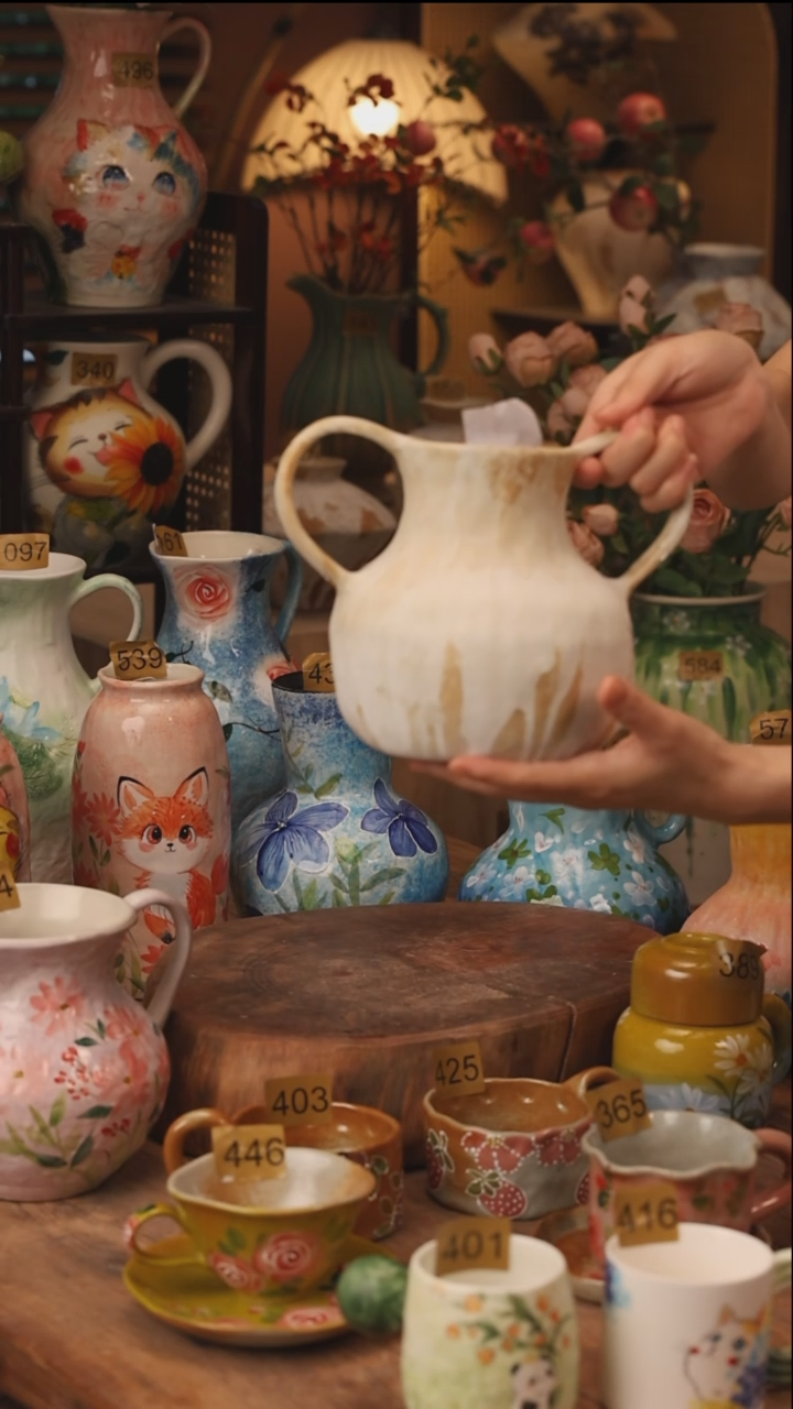 陶瓷景德镇设计师手作花器摆件侘寂风318