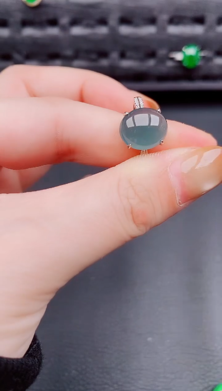 【闪购商品】翡翠戒指银S925镶嵌天然a货翡翠545