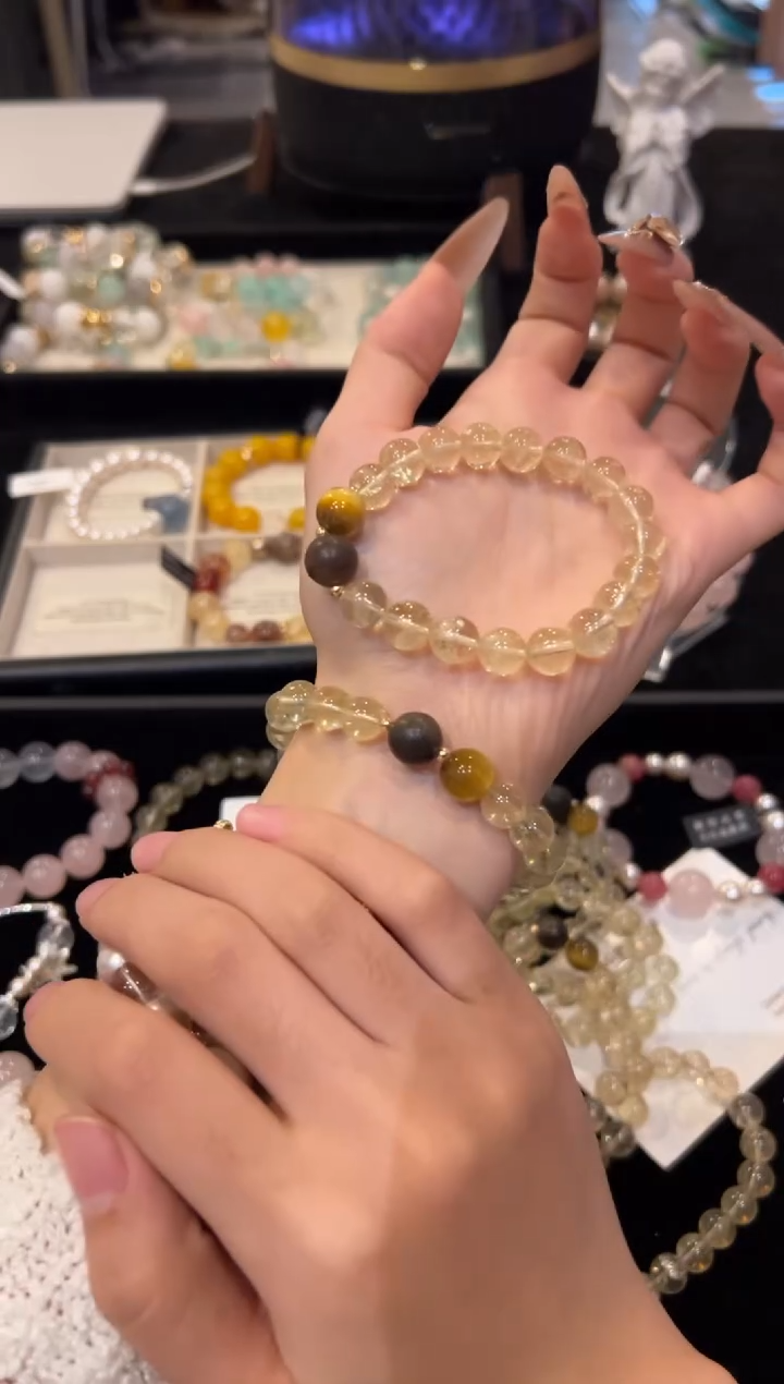 未镶嵌手串水晶露丝同款 黄阿塞手串