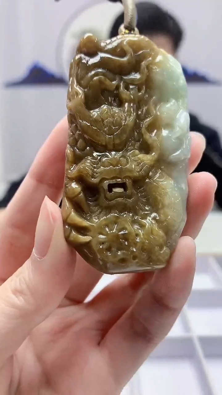 【闪购商品】定制翡翠未镶嵌4917zm-毛货挂件122龙牌