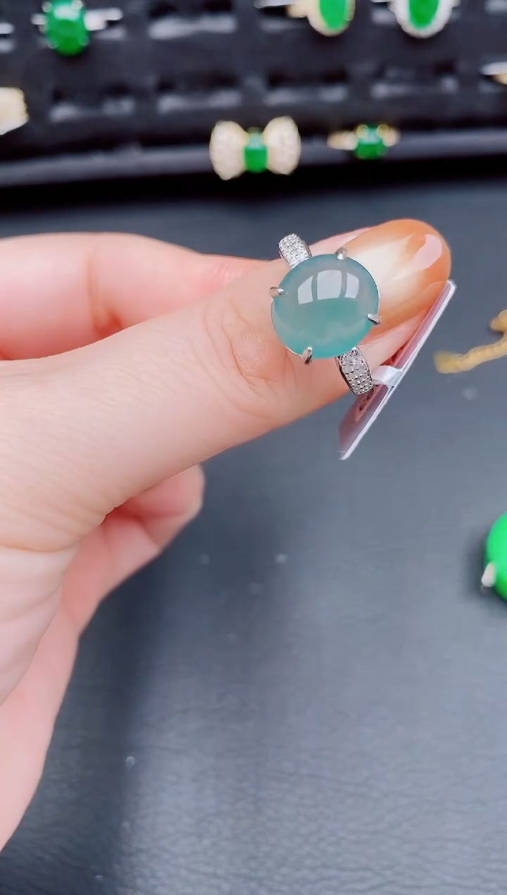 【闪购商品】翡翠戒指银S925镶嵌天然a货翡翠185