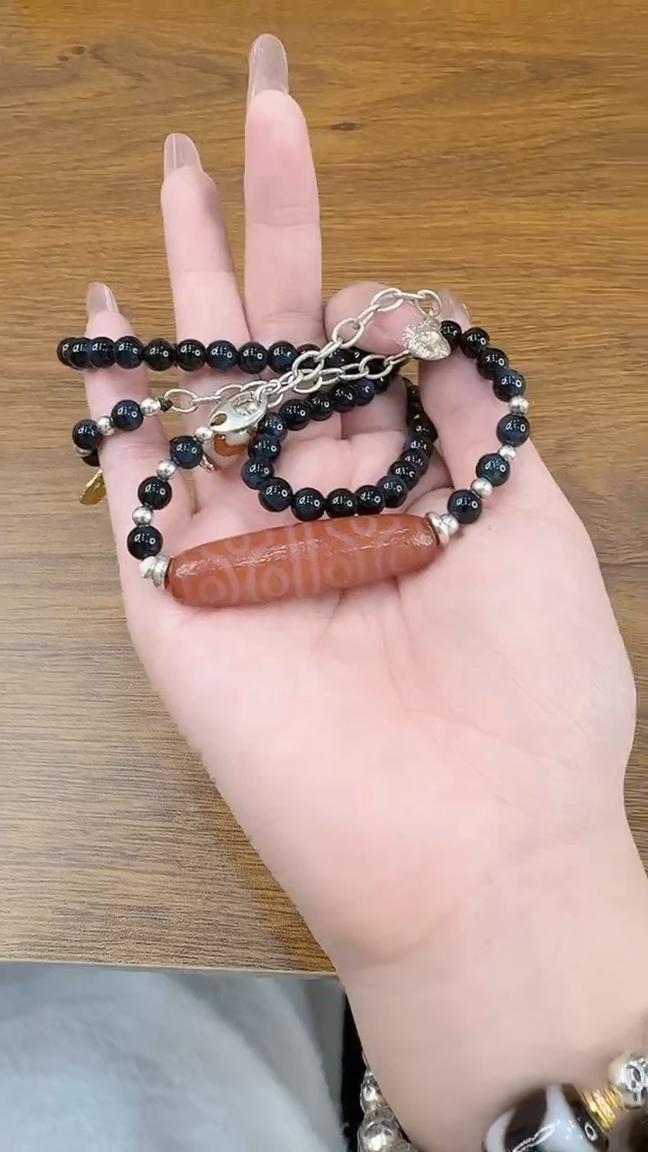 【闪购商品】玛瑙/玉髓颈饰未镶嵌美泓红肉十二眼锁骨链