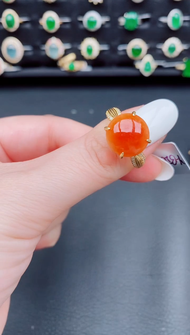 【闪购商品】翡翠戒指银S925镶嵌天然a货翡翠33