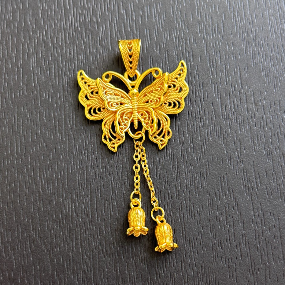 吊坠足银 【店长专享】足银蝴蝶铃兰流苏吊坠（单吊坠/不配链）YDZ724