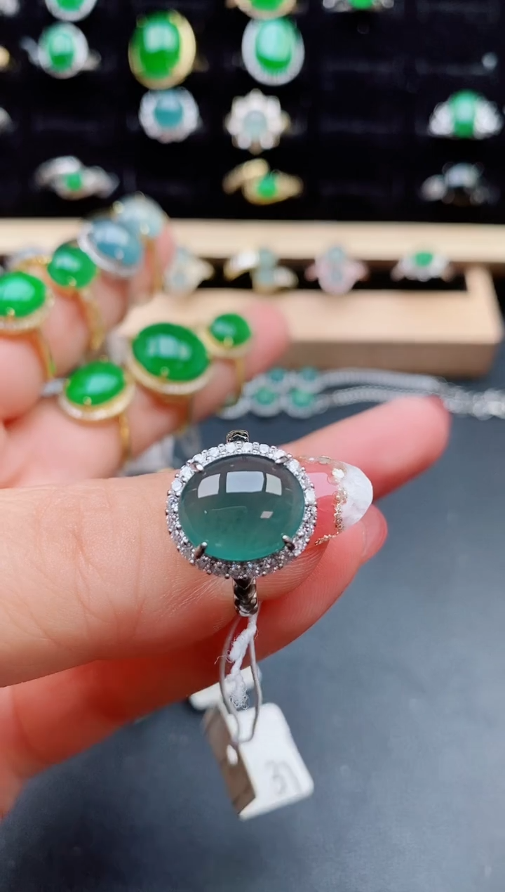 【闪购商品】翡翠戒指银S925镶嵌50800