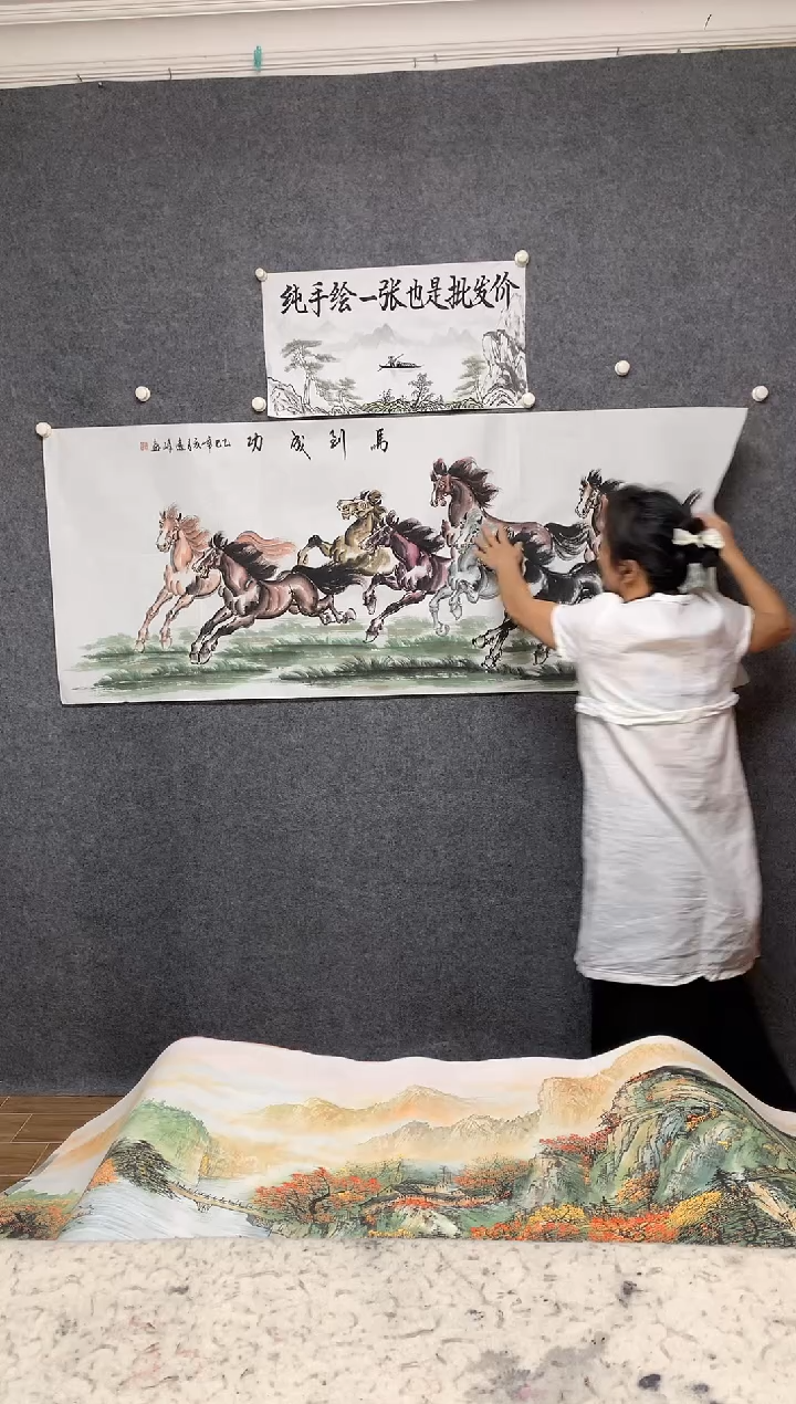 国画八骏图尺寸180*70