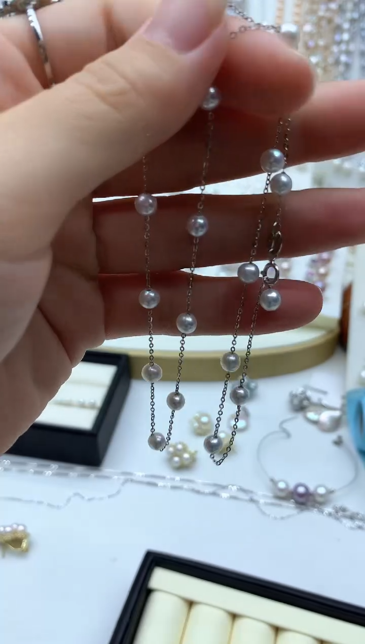 淡水珍珠银S925镶嵌颈饰多样性发其一