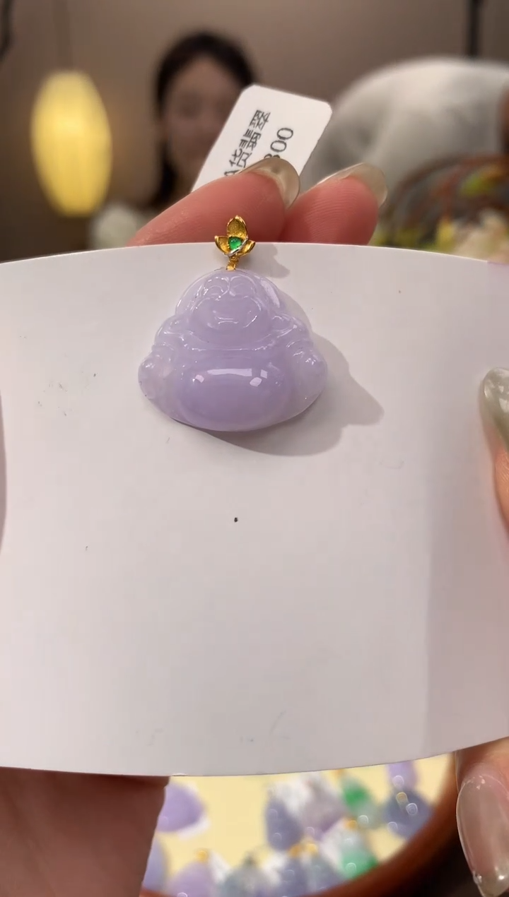 【闪购商品】翡翠颈饰18K金镶嵌天然缅甸a货翡翠