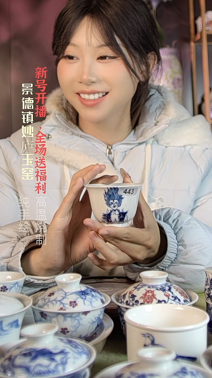 盘陶妙庐玉窑娜扎铃铛杯443微瑕