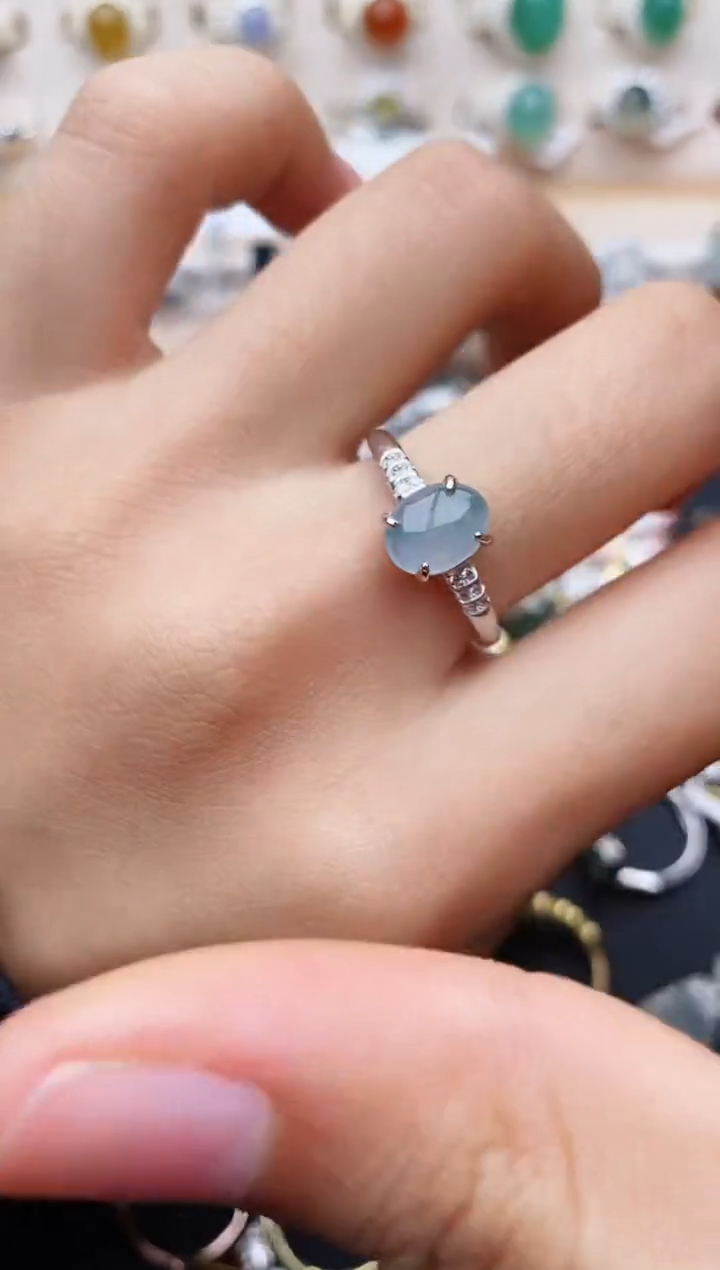 【闪购商品】翡翠戒指银S925镶嵌缅甸翡翠