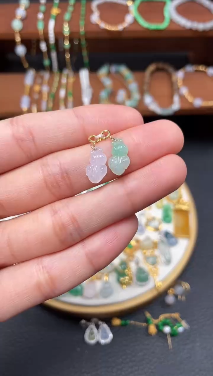 【闪购商品】翡翠吊坠(不含链)18K金镶嵌2个   JK623