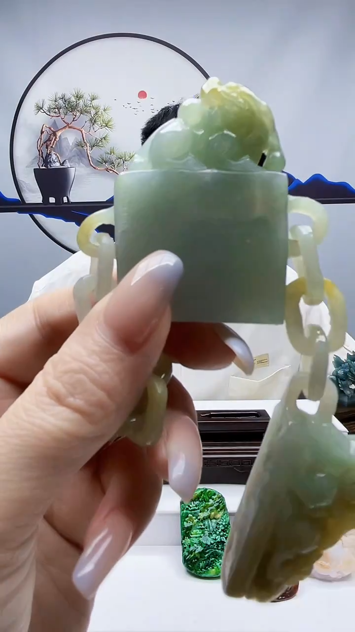 未镶嵌定制翡翠毛货摆件51赠底座