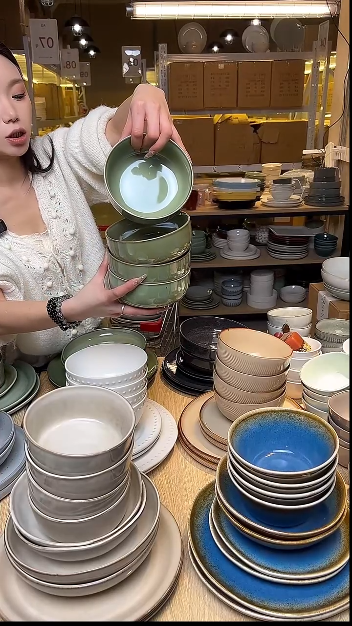 瓷173外贸尾货窑变釉下彩默外微瑕（小碗4件套）