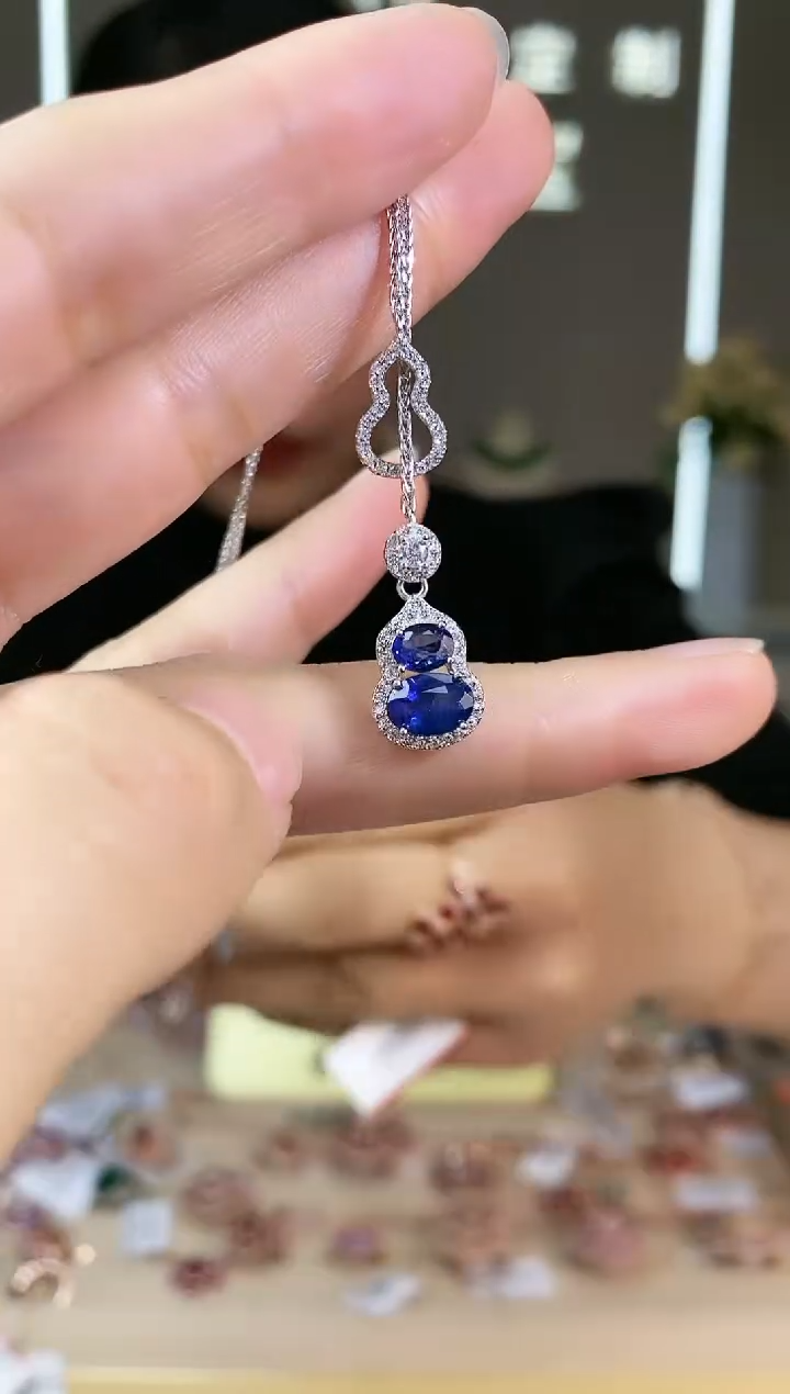 【闪购商品】蓝宝石颈饰银S925镶嵌颈饰