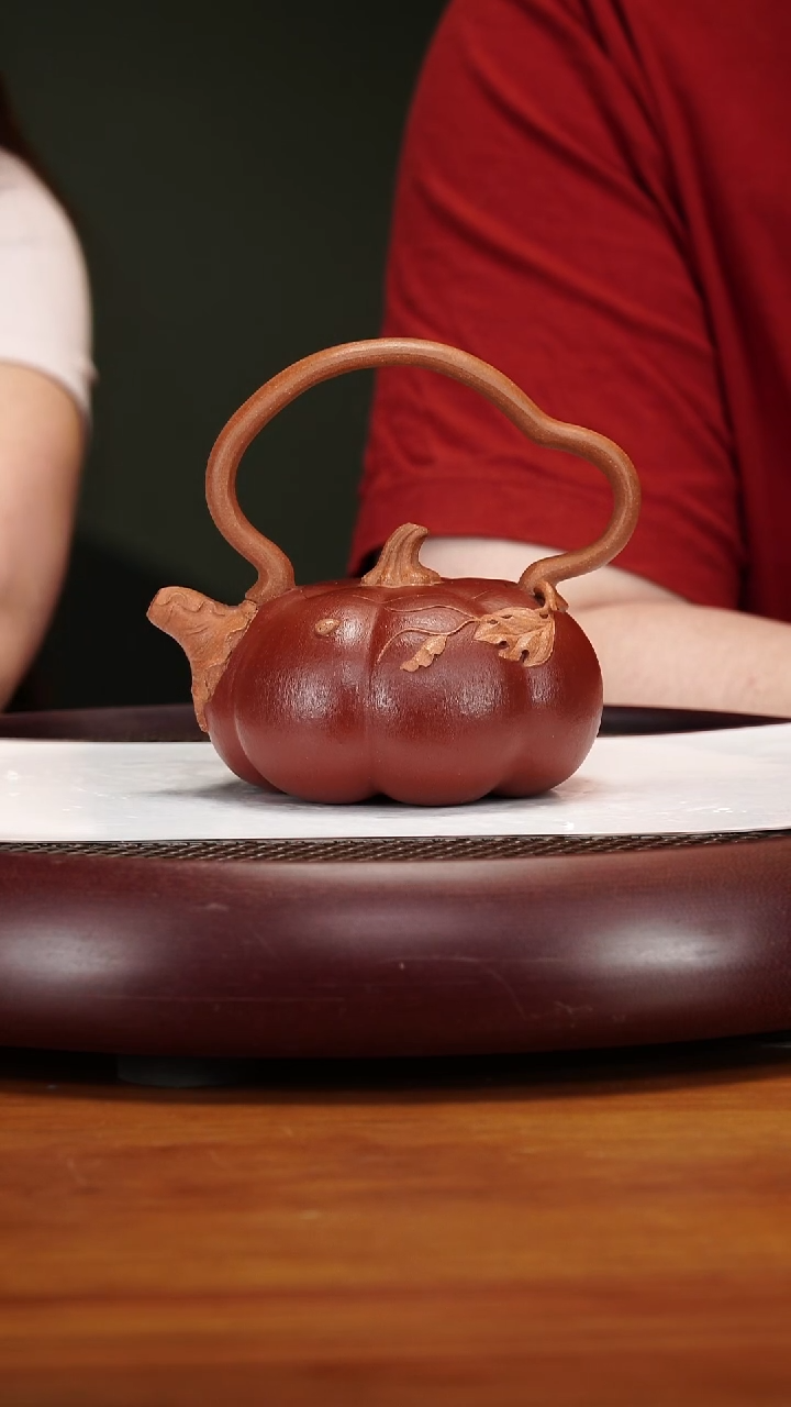 茶壶紫砂36YXM南瓜提梁老段泥320cc