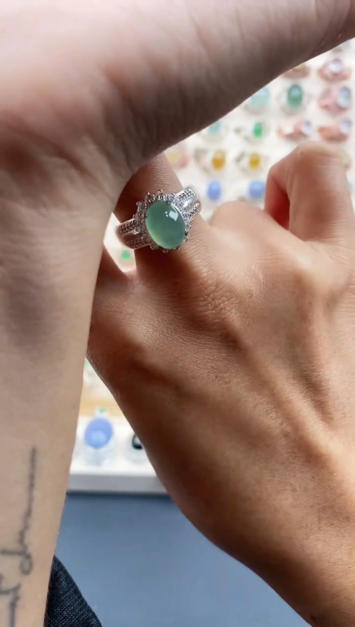 【闪购商品】翡翠戒指未镶嵌缅甸天然A货翡翠444  3+9