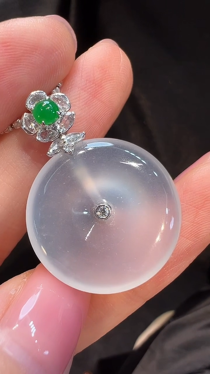 吊坠(不含链)18K金镶嵌翡翠L6