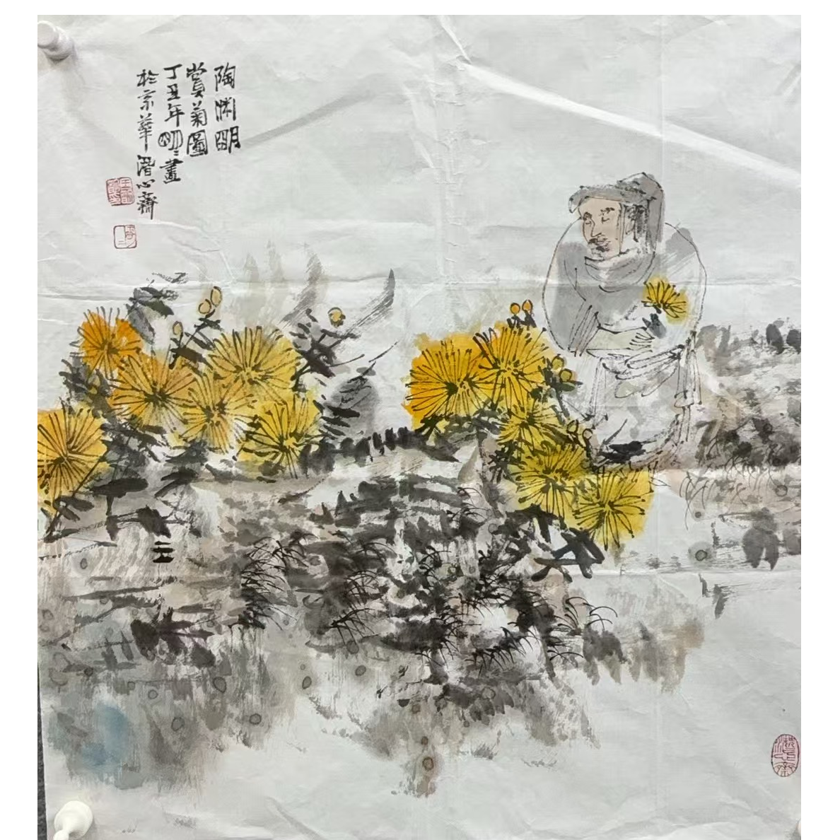 王明明款绘画人物画心70.70 4.4平尺