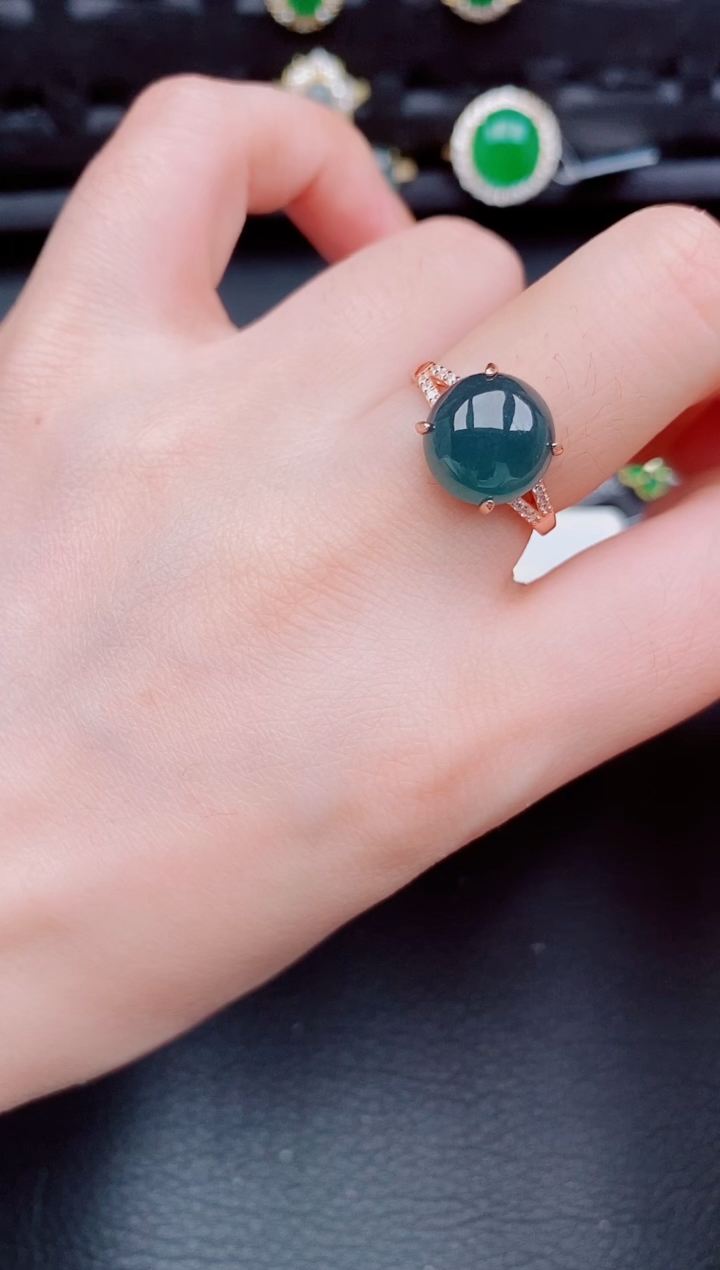 【闪购商品】翡翠戒指银S925镶嵌天然a货翡翠468