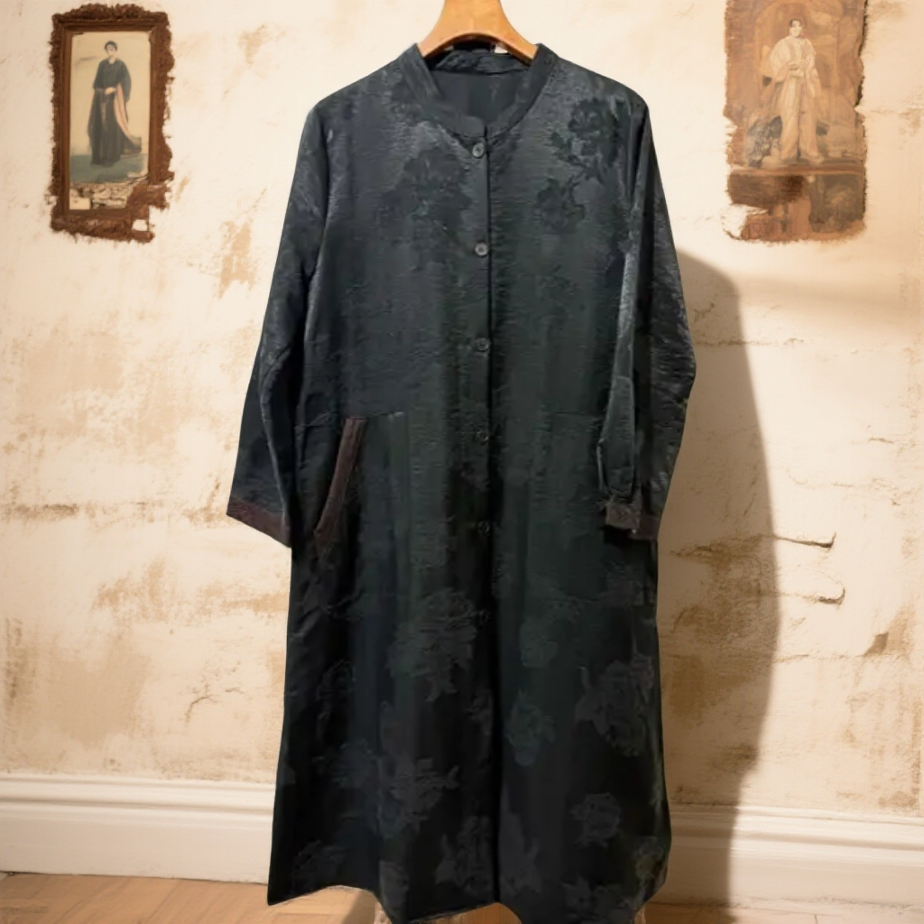 118【王公子专属】高定提花复古新中式长袖风衣外套