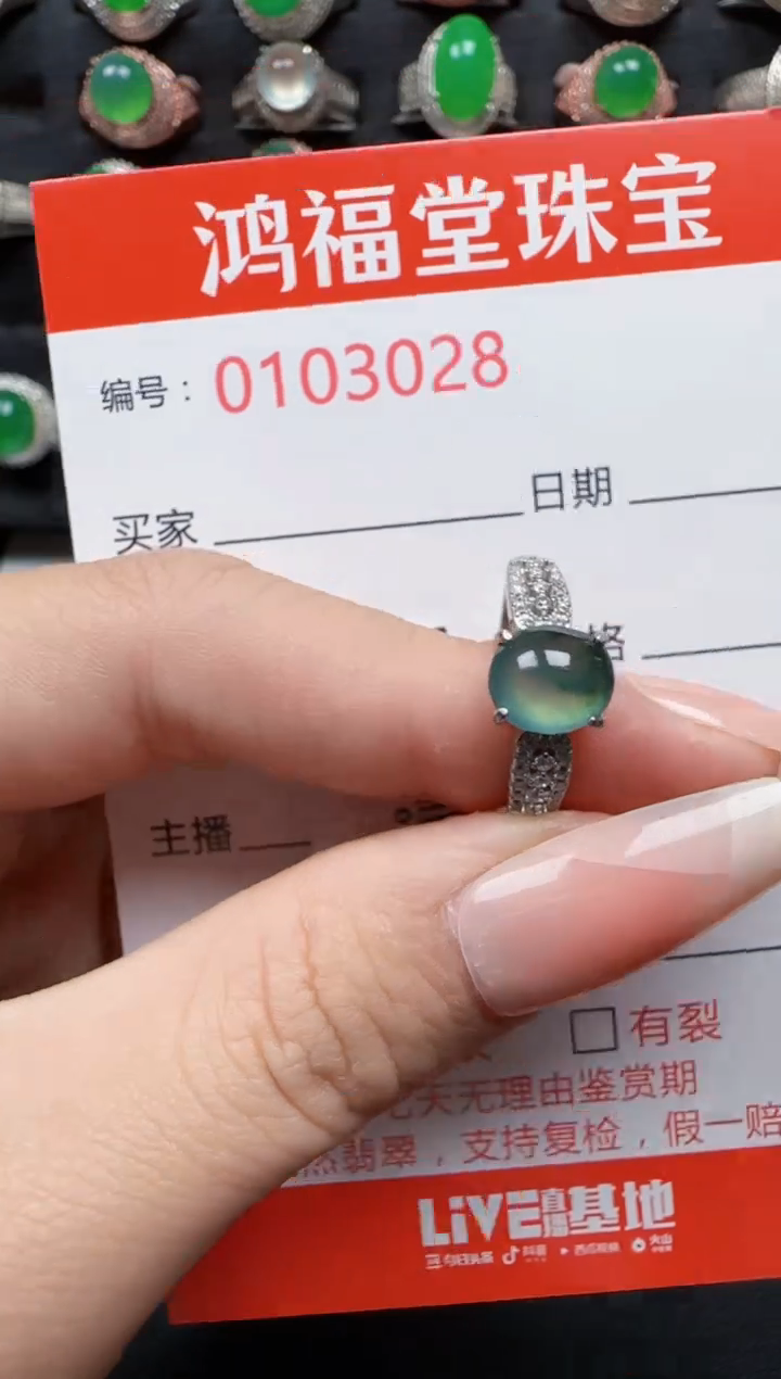 【闪购商品】翡翠戒指银S925镶嵌3028