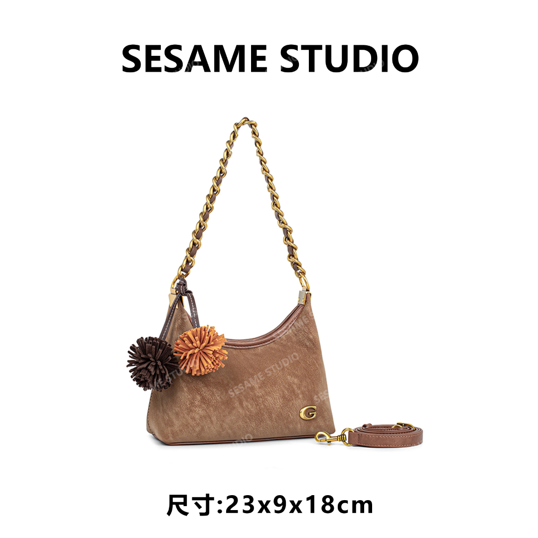 【芝麻集】QYX-7021-摩卡慕斯RAIN.CUN休闲时尚百搭腋下女包