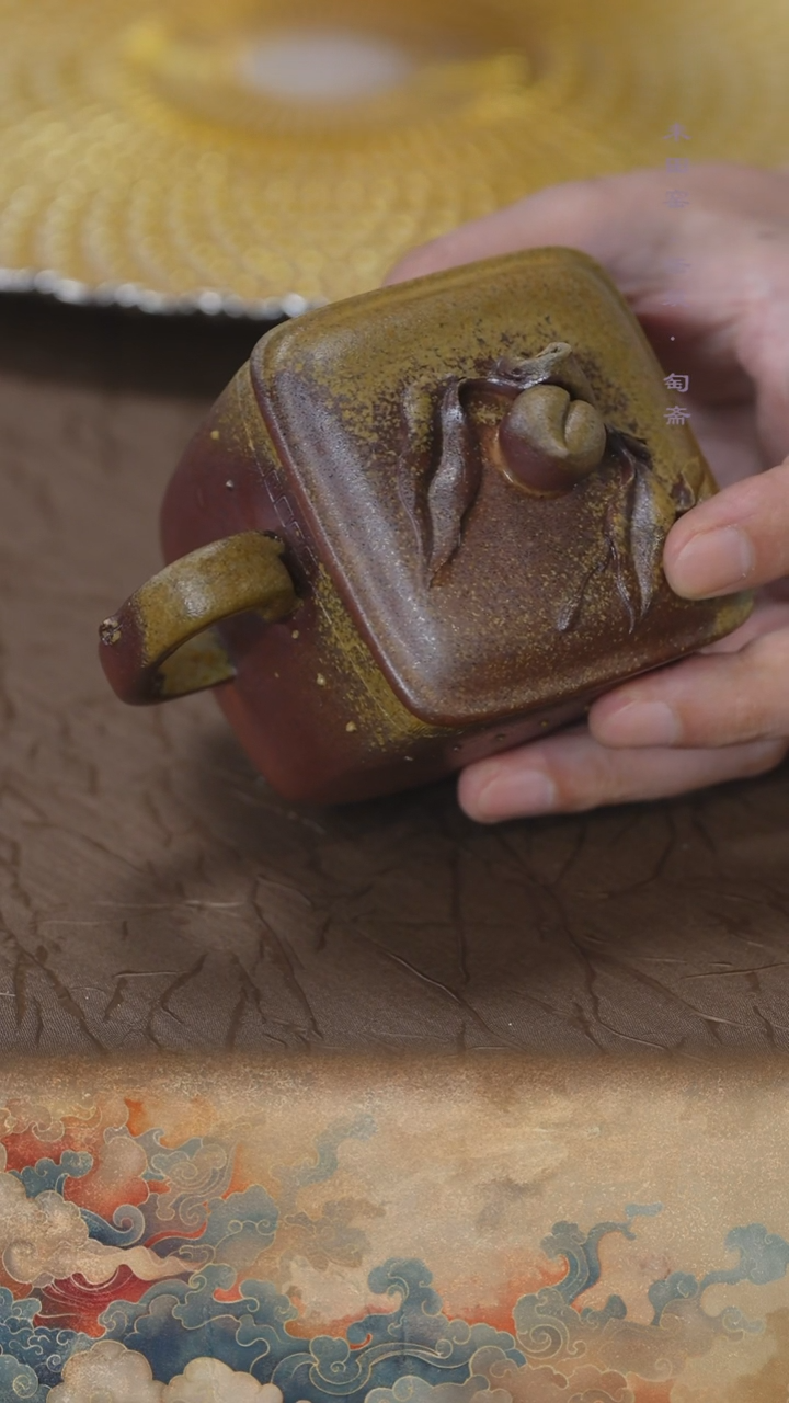 茶壶紫砂胭脂红柴烧桃子盖杯220cc