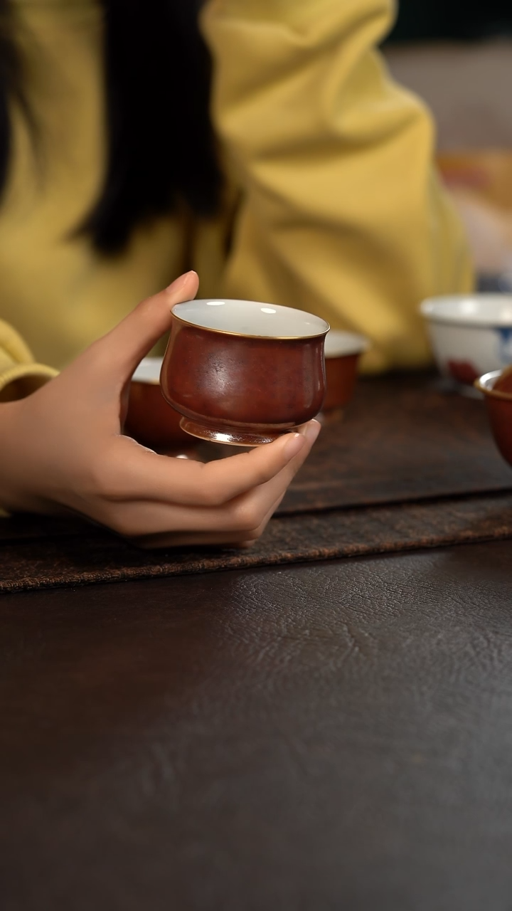 【闪购商品】杯聚澜堂红金花憨憨杯