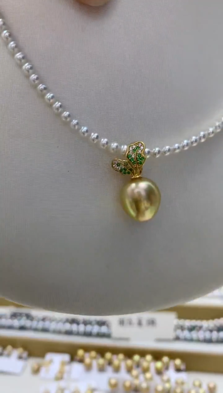 吊坠(不含链)银S925镶嵌海水珍珠e89 